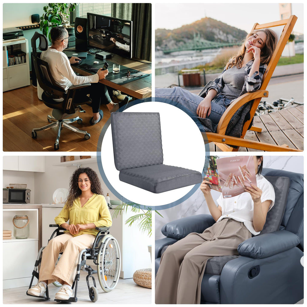 BALAPET Recliner Cushions for Long Sitting, Egg Crate Foam Recliner Cushion for Elderly Reduces Muscle Fatigue and Provides Air Flow, Extra Large Non-Slip Seat Cushion with Back Support Cushion(Gray)