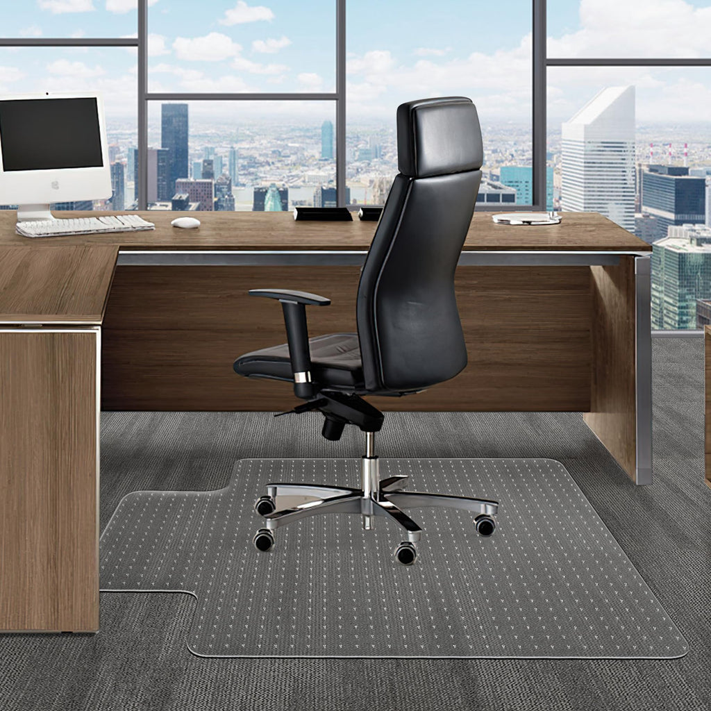 BesWin Office Chair Mat for Low Pile Carpet, 45" x 53" Plastic Computer Desk Chair Mat on Carpet for Easy Rolling, Clear and Durable Carpet Protector Mat with Extended Lip for Home Office