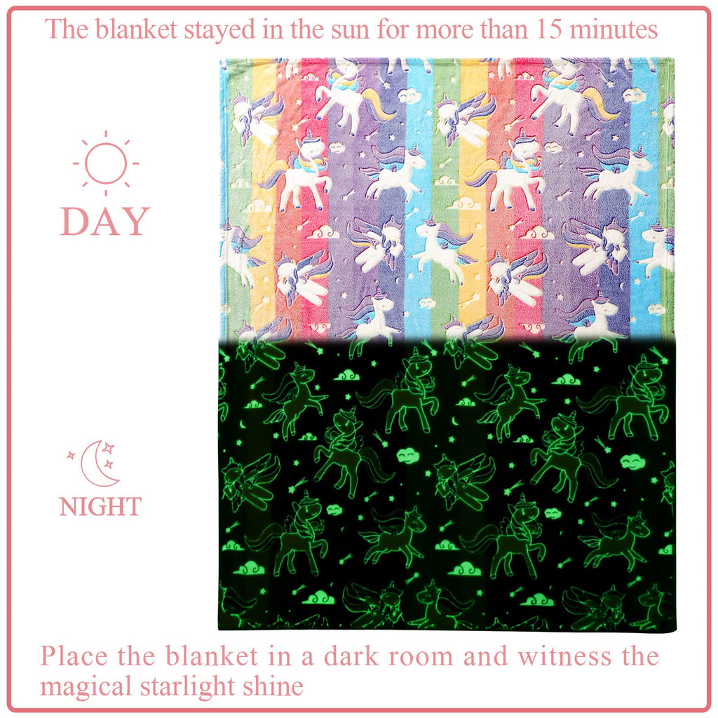 LIFEYJ Glow in The Dark Blanket Unicorns Gifts for Girls, Soft Blanket 3 4 5 6 7 8 9 10 Year Old Girl Gifts, Toddler Girls Toys Age 6-8, Gifts for Girl for Christmas Birthday Gifts Presents, 50"x60"
