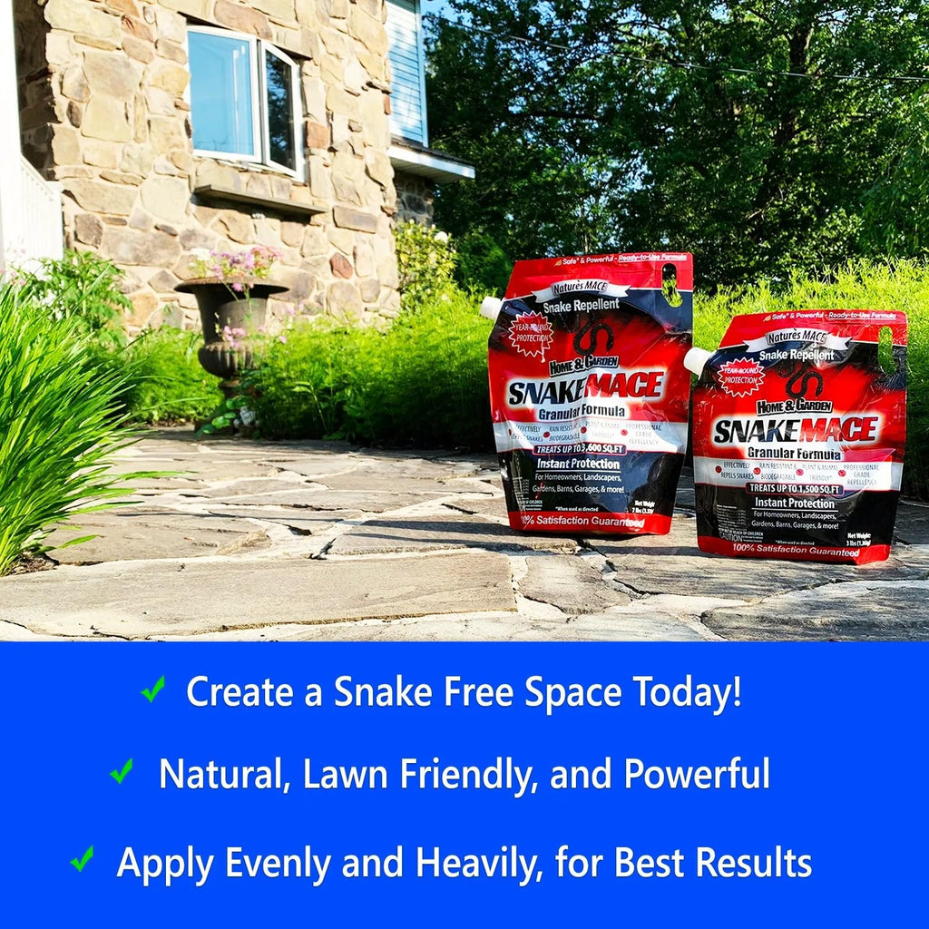Nature’s MACE Snake Repellent 7LB Granular/Covers 3,600 Sq. Ft. / Keep Snakes Out of Your Garden, Yard, Home, attic and More/Snake Repellent/Safe to use Around Home, Children, & Plants