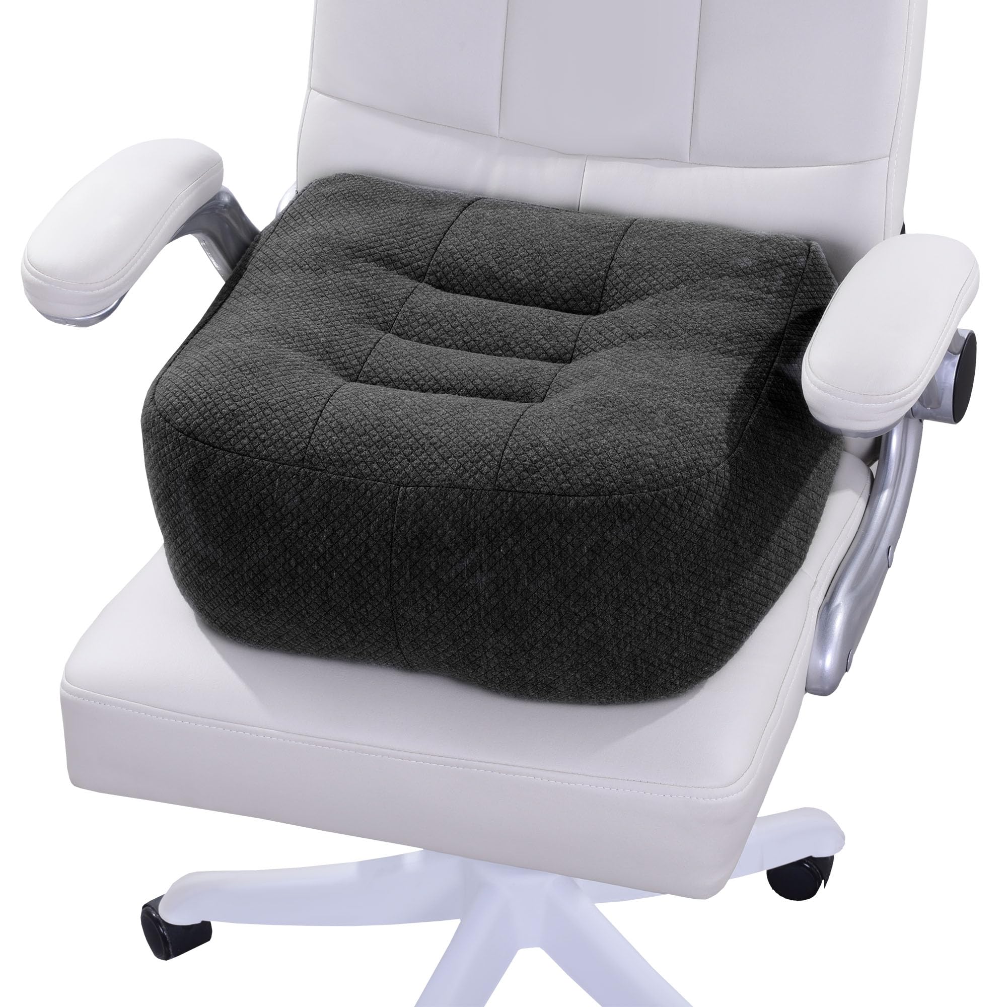 HOMBYS Extra Thick Chair Cushions for Office,6 in Breathable Adult Booster Seat for Car,Car Seat Cushion to Raise Seat Height,Shredded Memory Foam Desk Chair Cushion for Long Sitting,Black