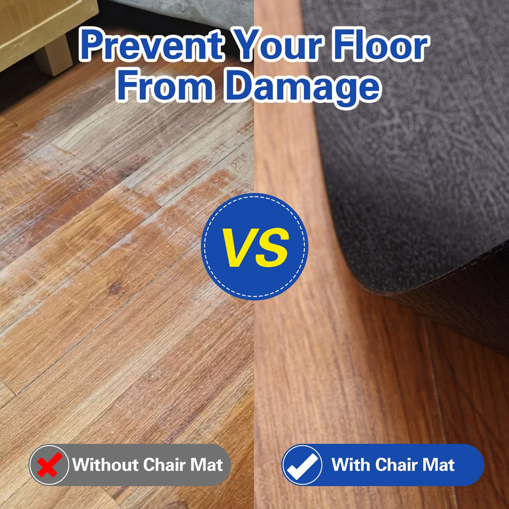 Office Rolling Chair Mat for Hardwood and Tile Floor, Black, Anti-Slip, Non-Curve, Chair Mat Best for Under The Computer Desk, 47 x 35 Rectangular Non-Toxic Plastic Protector, Not for Carpet