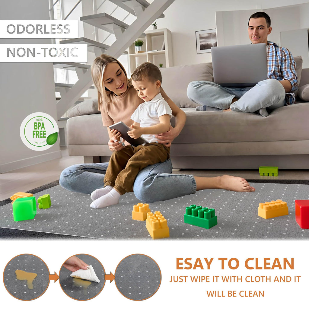 HOMEK Office Chair Mat for Low Pile Carpeted Floors - 30” x 48” Clear Carpet Chair Mats for Home & Office, Studded Floor Mat for Office Chair on Carpet