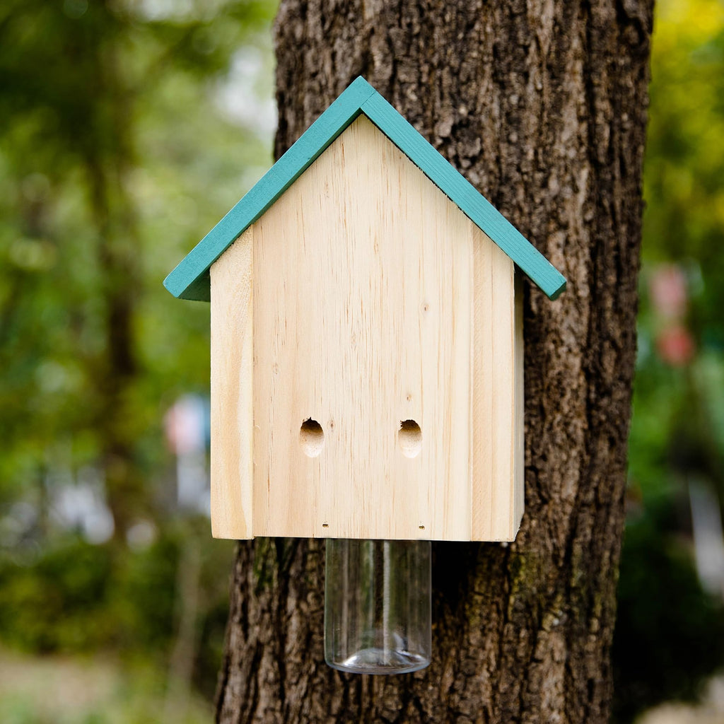 GRTRE 2 Pack Wood Carpenter Bee Trap for Outside - Wood Boring Bee Trap - Best Bee Trap - Nature Cabin Style Carpenter Bee Traps Outdoor Hanging
