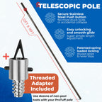 ProTuff 16ft Heavy Duty Telescopic Pool Pole – Unconditional Lifetime Replacement - Instant & Reliable Extension - Universal Fit for Nets, Skimmers, Brushes & Vacuums - Anti-Slip, Comfort Grip