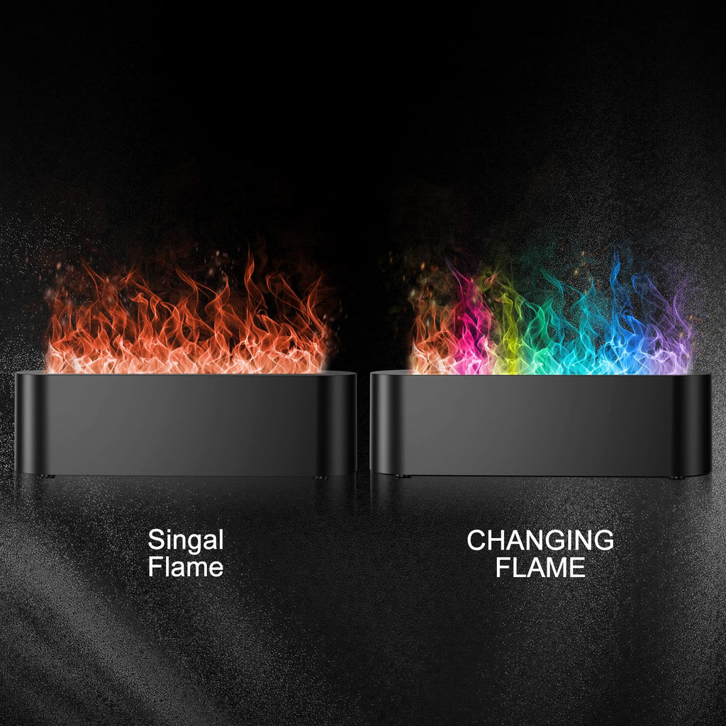 Colorful Flame Fire Diffuser Humidifier, 7 Colors Changing Oil Diffuser, Ultra-Quiet Aroma Essential Oils Aromatherapy Diffusers for Large Room, Bedroom, Office(Timeable, Waterless Auto off-150ml)