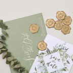 UNIQOOO Wax Seal Stickers - Olive Branch Wedding Invitation Envelope Seal Stickers, 50 Pcs Self- Adhesive Prosecco Metallic Lignt Gold Stickers, Perfect for Invitation, Christmas, Gift Wrapping