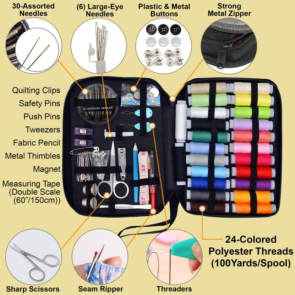 Easy to Use Light Grey Sewing Kit - Christmas Gifts for Girls, Teens, Moms & Kids - Beginner Hand Sew Kit for Clothing Repairs. Includes 30 Needles, Thread, and All Essential Supplies for Small Fixes