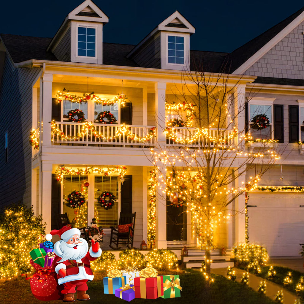 POTIVE 42.7Ft Warm White Solar Christmas Lights, 2 Pack Total 200 LED Solar Lights Outdoor, 8 Modes Solar String Lights Outdoor Waterproof for Tree Patio Yard Wedding Garden Decorations