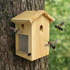 Carpenter Bee Traps for Outside, Piched Roof Nature Hanging Wood Boring Bee Trap for Outdoor Insect Trap (1 PCS)