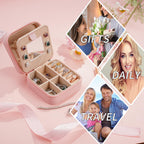 Parima 2024 Christmas Gifts Ideas - Cute Teen Girl Gifts Trendy Stuff, Initial Travel Jewelry Case Girl Jewelry Box for Necklace Earrings Rings, Christmas Travel Essentials - Letter M, Pink