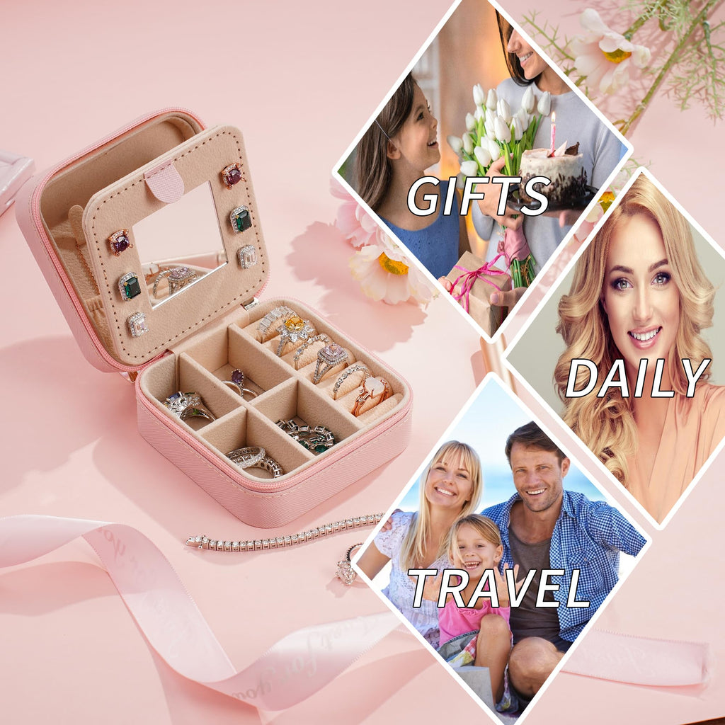 Parima Travel Jewelry Organizer Stocking Stuffers - Sturdy and Trendy Jewelry Box for Girls, Jewelry Case Ideas, Teen Girls Gifts Trendy Stuff, Birthday Christmas Gifts for Women Girls, Letter A, Pink