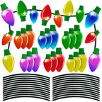 90PCS Christmas Car Refrigerator Decorations - 42 Reflective Bulb Light Shaped Magnets 48 Magnetic Wires Ornaments Set Xmas Holiday Cute Decor