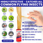 Fly Strips Indoor Sticky Hanging 24pk with Pins. Non Toxic Outdoor Fly Trap Indoor for Home. Flies Tape Paper Trap Ribbon Roll for House Gnat Fruit and Housefly. Bug Catchers for Inside Home Flypaper.