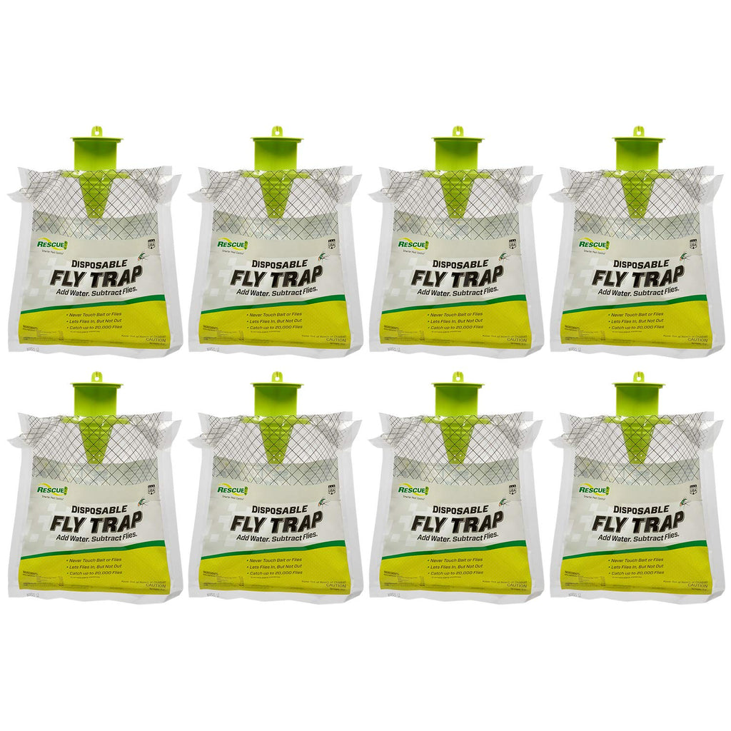 RESCUE! Outdoor Disposable Hanging Fly Trap - 8 Traps