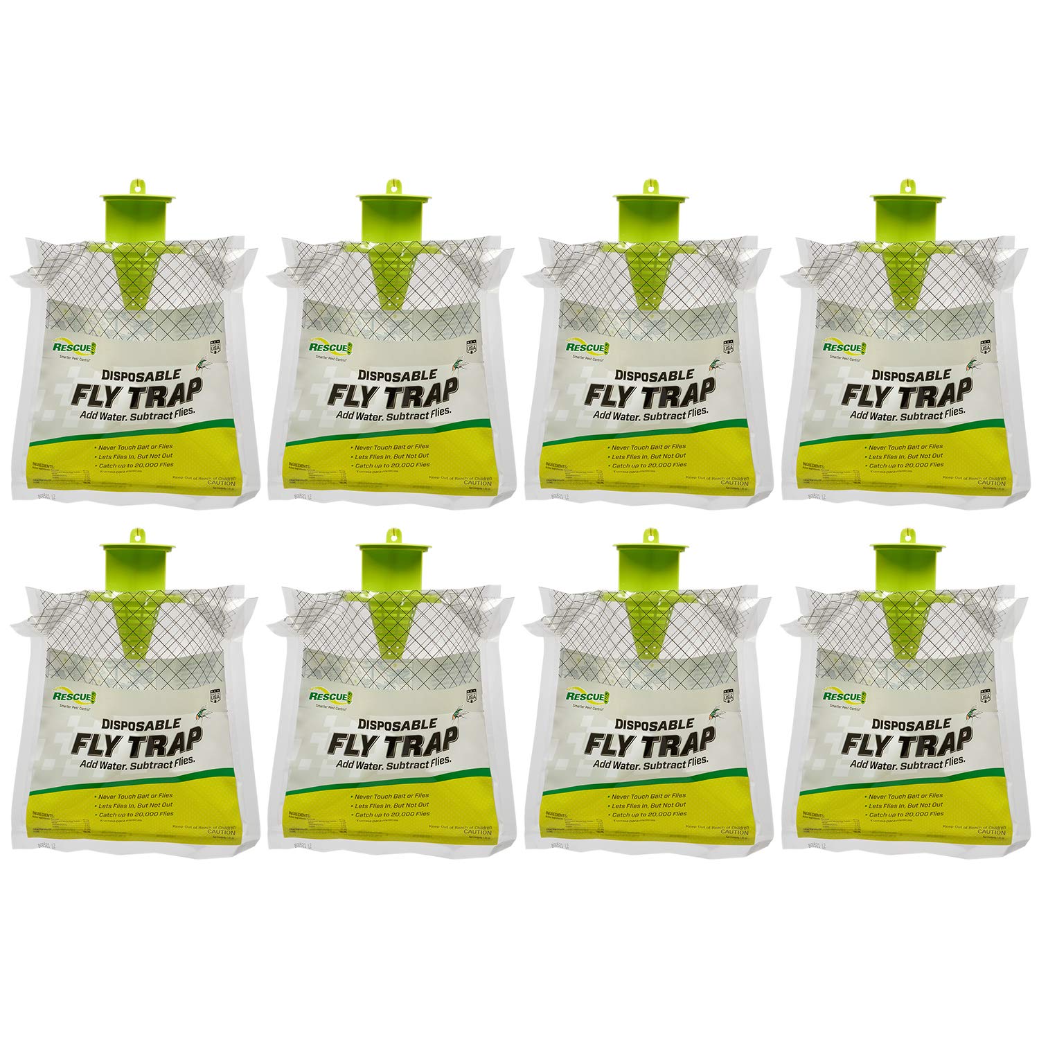 RESCUE! Outdoor Disposable Hanging Fly Trap - 8 Traps
