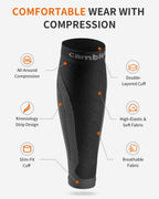 CAMBIVO 3 Pairs Calf Compression Sleeve for Women Men, Leg Support for Shin Splints, Varicose Vein (Black, XXX-Large)