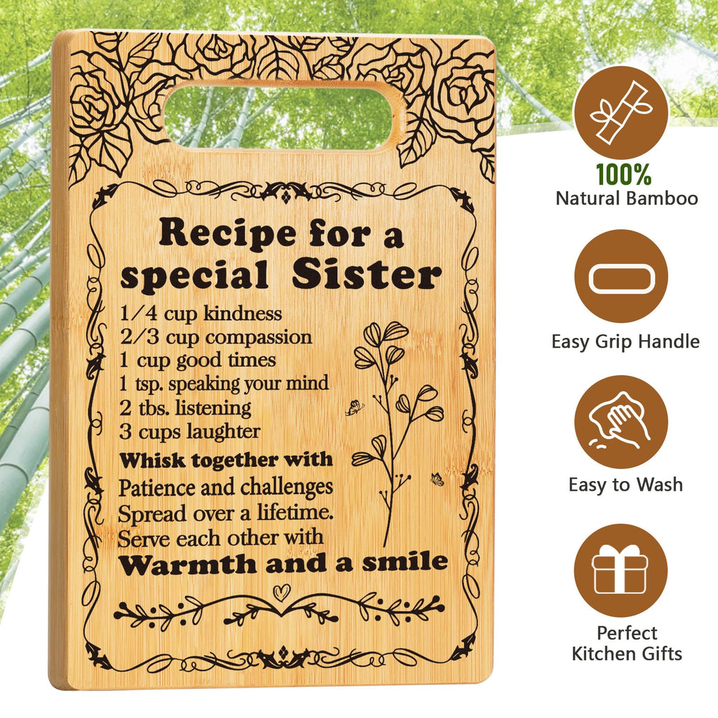 Sister Gifts from Sister, Sister Birthday Gift Ideas, Birthday gifts for Sister, Inspirational Quote Gifts for Women Bestie BFF Soul Sister Friend, Christmas Gifts for Sister- Cutting Board Set