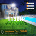 Onforu 75W Flood Lights Outdoor, 7000LM Brightness Security Lights Switch Controlled, 3 Adjustable Heads, IP65 Waterproof, 6500K Wall Mount Exterior LED Flood Light