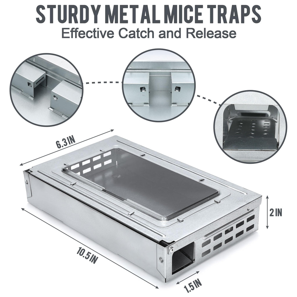 Multi Catch Humane Mouse Traps - Live Mouse Traps Catch and Release Rat Traps with Clear Top, Reusable Mice Traps for Indoor and Outdoor, Pet and Kids Friendly, Easy to Set, 6 Pack
