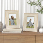 takfot Boho Picture Frames 5x7 Family Picture Frame 2 Pack, Bohemian Rattan Decor Farmhouse Style Carved Wood Frames for Wall Mount or TableTop Display Birthday Christmas Gifts