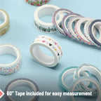 Washi Tape Set, 21 Rolls, Assorted Sizes, Floral
