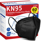 ChiSip KN95 Face Mask 60 Pcs, 5 Layer Cup Dust Safety Masks, Breathable Protection Masks Against PM2.5 Dust for Men, Women Black