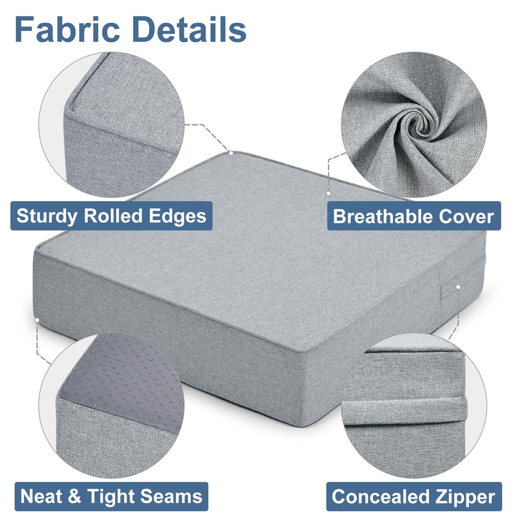 Shinnwa Gel Memory Foam Recliner Cushion for Elderly, Extra Large Seat Cushion, Dual-Layer Foam Chair Pad for Couch, Armchair, Wicker Chairs, Floor, 20 × 20 × 5in, Light Gray