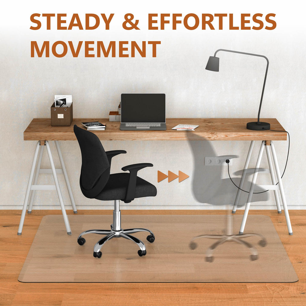 HOMEK Office Chair Mat for Hardwood Floor- 46" x 60" Clear Desk Computer Chair Mat for Hard Wood/Tile Floors, Easy Glide Plastic Mat for Under Office Chairs on Hardwood for Work & Home
