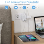 2 Pack European Plug Adapter USB C, TESSAN US to Europe Plug Adapter with 4 Outlets 3 USB Charger, Type C Power Adaptor to Italy Spain France Portugal Iceland Germany, Gray White