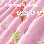 REXEO Flannel Throw Blanket, 50 x 60in, Glow in The Dark, Fluorescent Strawberry, Lightweight, Fiber Plush, for Girls Kids, Birthday Christmas Gifts