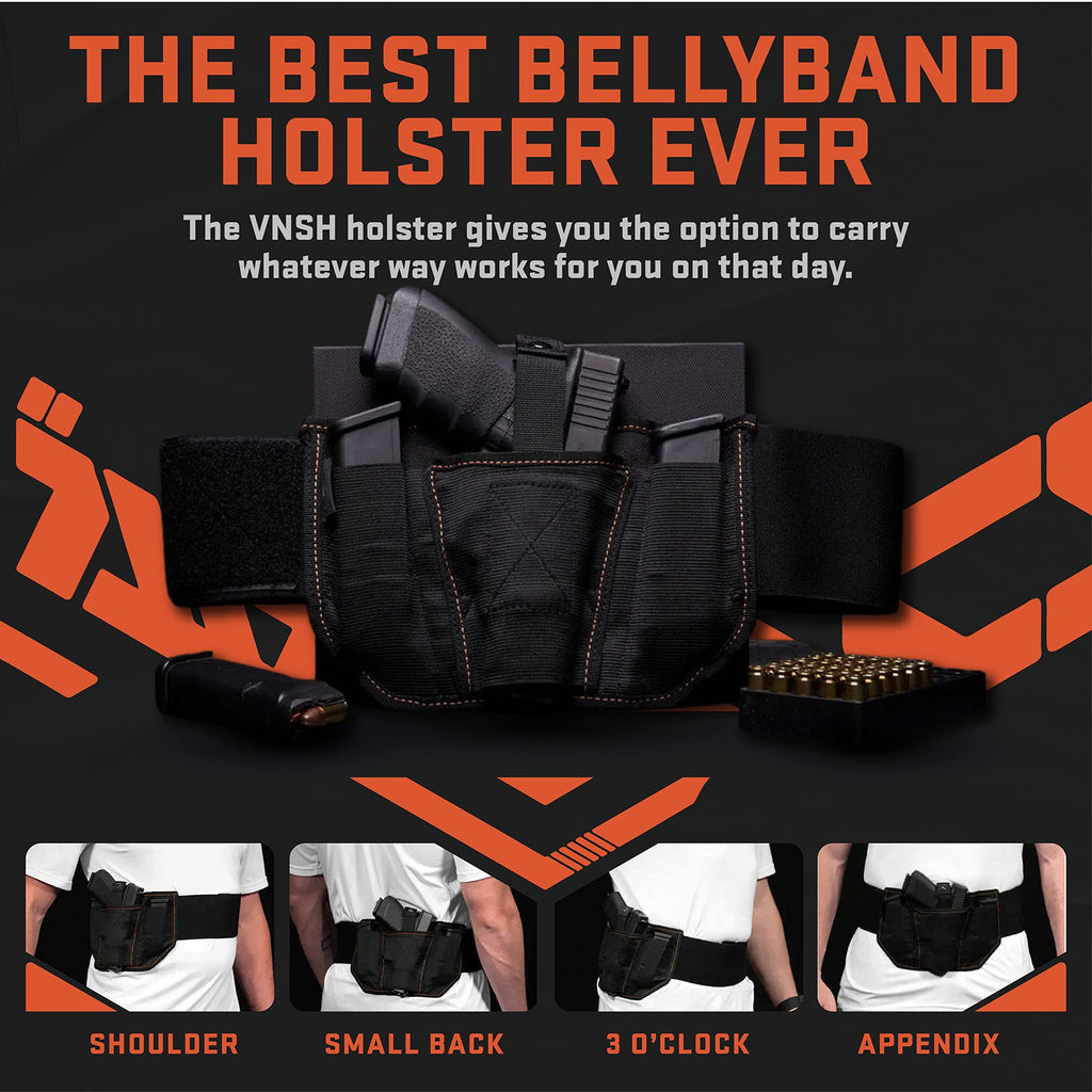 VNSH Gun Holster – Comfortable Gun Holster for Women – Belly Band Holster – IWB Holster with Built-in Double Mag Pouch — Gun Accessories for Women — Gun Belly Holster