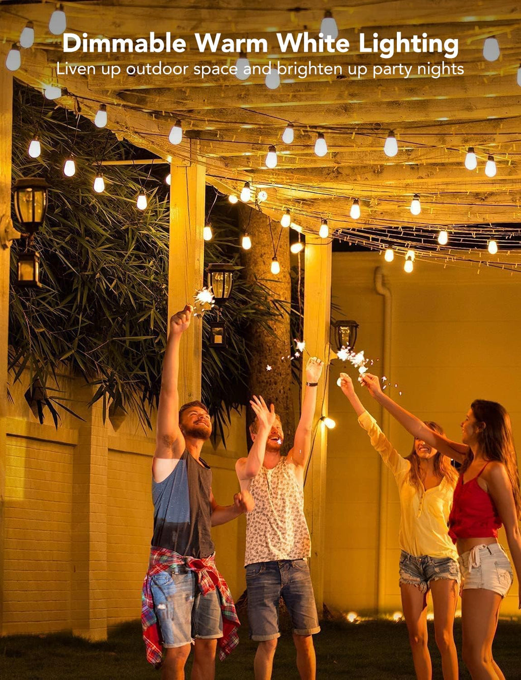 Govee Smart Outdoor String Lights H7020, RGBIC Warm White 48ft LED Bulbs for Halloween Decorations, Christmas, WiFi Patio Lights Work with Alexa, Google Assistant, APP Control, IP65 Waterproof