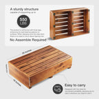 TINAMO 6.5" One Step Stool for Elderly (No Assemble Required)- 550 Lbs Acacia Wood High Riser Step Stool for Bed - Wooden Mobility Stepping Stools for Adults, Kids/Bedside, Bathroom, Kitchen, Garden