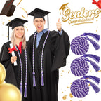 WILLBOND 12pcs Graduation Rope Honor Cord Tassel Set, Graduation Accessories for Ceremony, Graduate Students Souvenir and Gift (Purple, White)