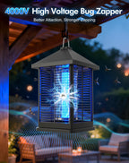 REOGLE Bug Zapper Indoor & Outdoor with Auto Smart Light Sensor, 4000V Electric Mosquito Zapper, Insect Fly Trapper, Covers 2100 sq ft, IPX4 Waterproof Mosquito Lamp for Patio, Garage, Backyard, Porch