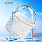 Swimables Pool Skimmer Basket for Inground Pool Compatible with Hayward Skimmer Basket and Pool Filter Basket SP1082CA | Built-in Brass Weight | 316 Stainless Steel Handle & Convenient Rubber Grip