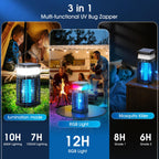 Bug Zapper Outdoor Indoor Mosquito Zapper Solar Fly Zapper Rechargeable Electric IP69 Waterproof Plug in with RGB Light & Reading Lamp for Patio Camping Home Backyard