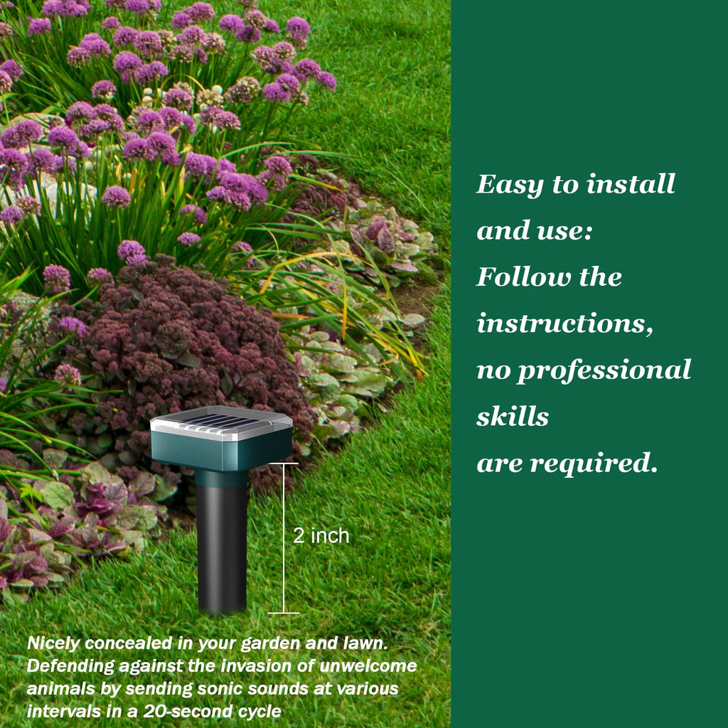 Deer Repellent Devices, Sonic & Solar-Powered Outdoor Deer Deterrent for Garden Plants, 7000 Sq Ft Coverage, Waterproof Sonic Repeller to Keep Deer and Rabbits Away (4)