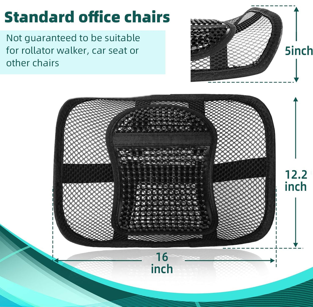 Samyoung Mesh Back Lumbar Support, Back Support Seat Cushion with Breathable Mesh for Office Chairs Car 12” x 16”