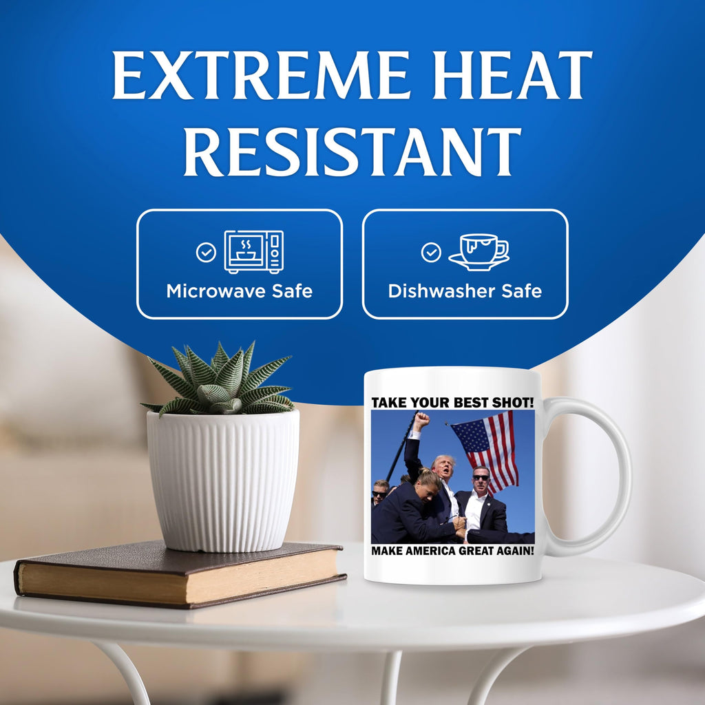 Trump Shot At Coffee Mug - Trump Bloody Ear Fist Pump PA Butler Pennsylvania Rally Failed Assassination Attempt - Trump 2024 -11 Ounce Coffee Cup - Dishwasher and Microwave Safe - TRUMP9