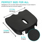 Benazcap Standard Memory Seat Cushion for Office Chair Pressure Relief Sciatica & Tailbone Pain Relief Firm Coccyx Pad for Long Sitting, Office Chair, Gaming Chair and Car Seat-Black, Standard Size
