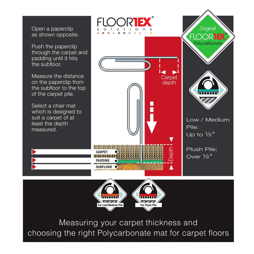 Floortex® Exclusive Polycarbonate Rectangular Chair Mat for Thick Pile Carpets - 35" x 47" (Pack of 1)