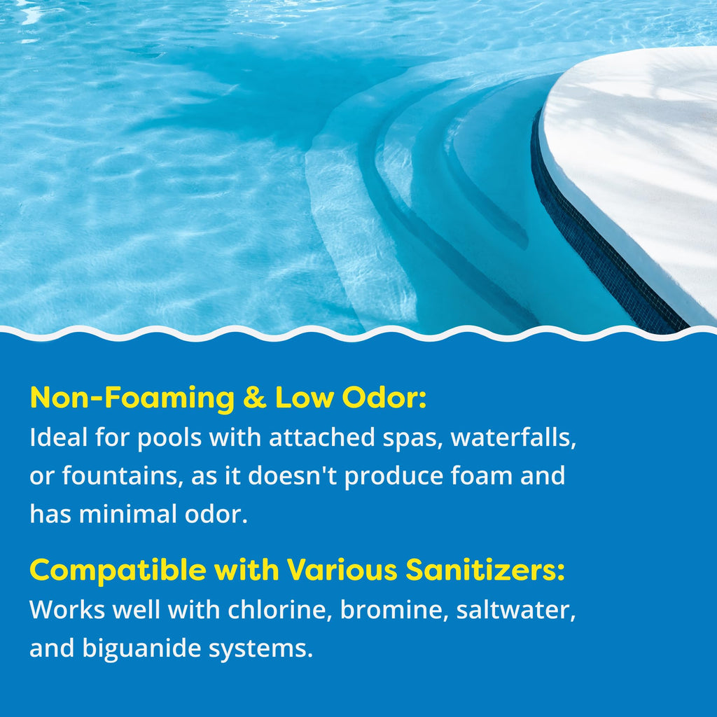 In The Swim Algaecide 60 Plus for Swimming Pools - Non-Metallic, Low Odor, Non-Foaming Algae Bloom Preventative - Chlorine Sanitizer Compatible - 1 Quart