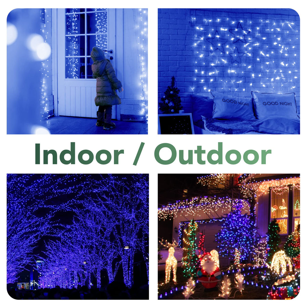 MAGGIFT 304 LED Curtain String Lights, 9.8 x 9.8 ft, 8 Modes Plug in Fairy String Light with Remote Control, Christmas, Backdrop for Indoor Outdoor Bedroom Window Wedding Party Decoration, Blue
