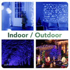 MAGGIFT 304 LED Curtain String Lights, 9.8 x 9.8 ft, 8 Modes Plug in Fairy String Light with Remote Control, Christmas, Backdrop for Indoor Outdoor Bedroom Window Wedding Party Decoration, Blue