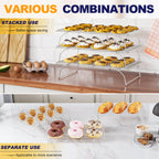 3 Tier Stackable Cooling Rack for Batch Cooling Cookie, Pizza, Cake-15.8”x 10”- Heavy Duty Cooling Racks for Cooking and Baking, Oven and Dishwasher Safe Baking Supplies-Silver
