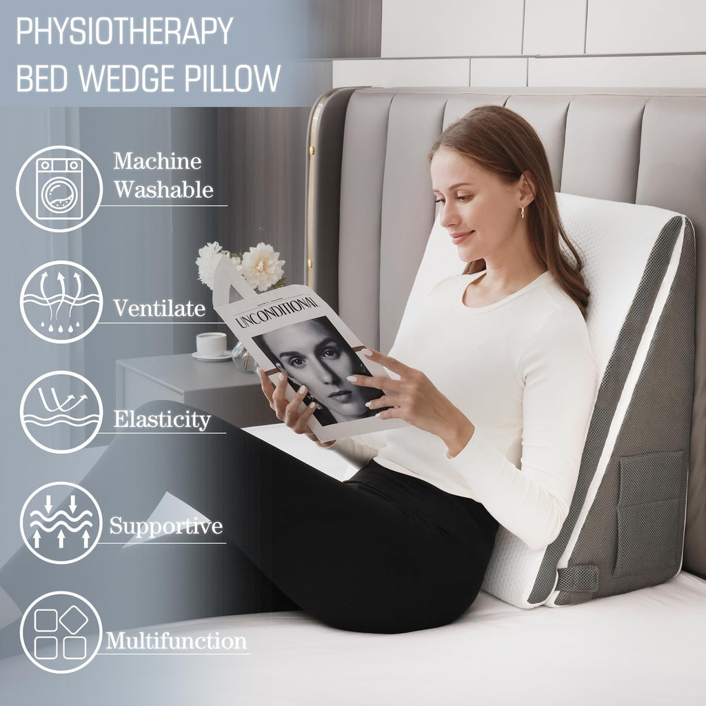 Ziiyllean Bed Wedge Pillow for Sleeping, 10-in-1 Adjustable Memory Foam Wedge Pillow for Acid Reflux, 2-in-1 Incline Wedge Pillows for After Surgery, Snoring, Back Pain Pillow Wedge