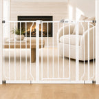 Regalo Safety 29-49" Easy Step Extra Wide Baby Gate for Doorways & Bottom of Stairs, Pressure Mounted Safety Gate with Door for Babies, Toddlers & Pets, White
