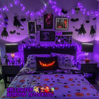 JMEXSUSS 600 LED Purple Halloween Lights Outdoor, 8 Modes Purple String Lights Indoor, 168ft Purple LED Christmas Lights Plug in for Bedroom Fireplace Party Halloween Christmas Tree Decorations